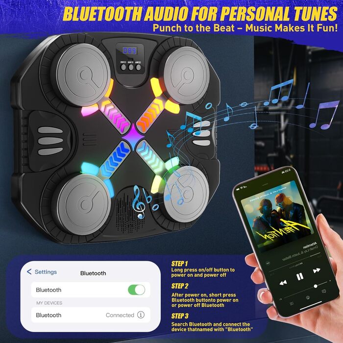 Музична скринька-машина, спортивні іграшки для дітей, настінна музична скринька з підсвіткою та звуком, подарунок для хлопчиків та дівчаток віком 3, 4, 5, 6, 7, 8 років, чорна