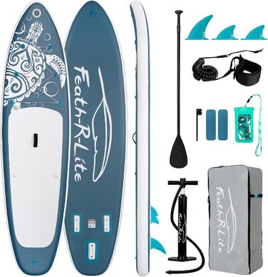 Надувний SUP-борд FEATH-R-LITE Stand Up Paddling Board: стабільний дизайн, преміум аксесуари (сірий)