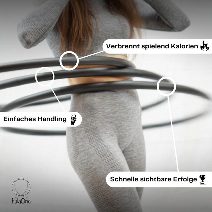 Преміум хулахуп hulaOne Classy Hoop 1,2 кг для фітнесу та схуднення, чорний, для дорослих
