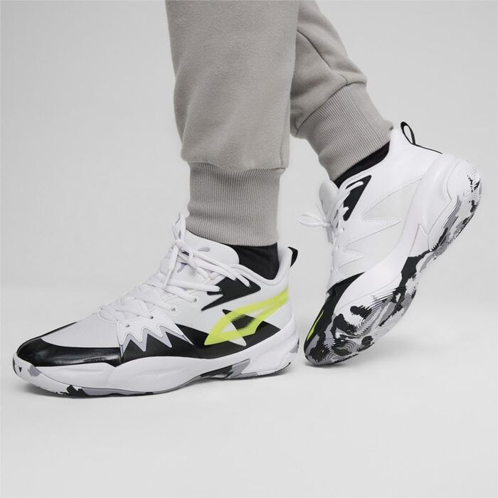 Кросівки баскетбольні PUMA Unisex Genetics 47 EU White Electric Lime