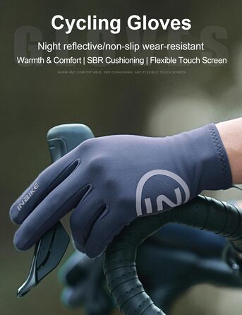 Велосипедні рукавички Inbike MTB зимові, 2 пальці, сенсорний екран, теплі, вітронепроникні, дихаючі, антиковзні, для велоспорту, лиж, катання на сноуборді, IHC701 (Синій, XL)