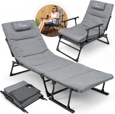 Розкладне шезлонг для відпочинку на сонце: стілець, шезлонг, для саду та кемпінгу, до 200 кг, вологостійкий