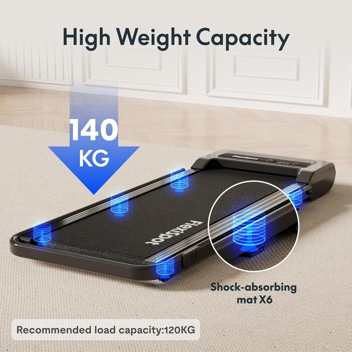 Бігова доріжка FlexiSpot Walking Pad DynamicX PLUS для дому та офісу, чорна. Складана, з пультом, LED дисплеєм, 4-в-1