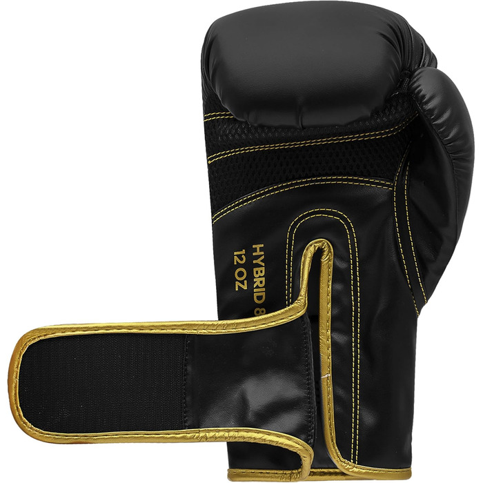 Боксерські рукавички adidas Hybrid 80, 6 унцій, чорні/золоті, для боксу, кікбоксингу, ММА, тренувань, чоловіків і жінок