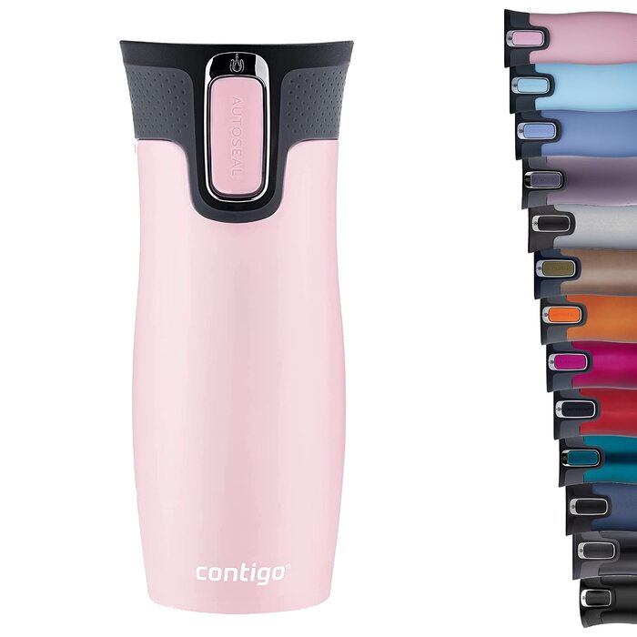 Термокружка Contigo West Loop Autoseal 470 мл, рожевий (Millennial Pink) - неіржавіюча сталь, для подорожей, кави з автозакриттям