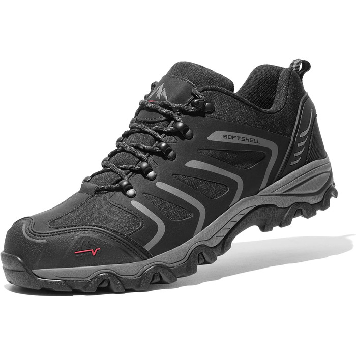 Чоловічі водонепроникні трекінгові черевики NORTIV - легкі, для хайкінгу та кемпінгу (41.5 EU, широкі, чорний/темно-сірий)