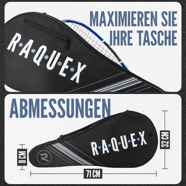 Сумка для тенісу Raquex (синя або чорна) для 2 ракеток + аксесуари, плечовий ремінь