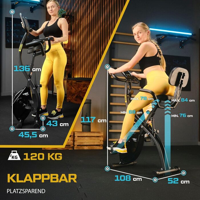 Складаний велотренажер TREX SPORT TX-360XB PYRO, 10 рівнів навантаження, 7 положень сидіння, керування через додаток, до 120 кг