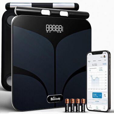 Інтелектуальна вага Bisonbody Smart Digital Body Scale – вимірювання 29 показників здоров'я, для фітнес-ентузіастів, міцна скляна платформа, 8 датчиків, підключення до смартфону
