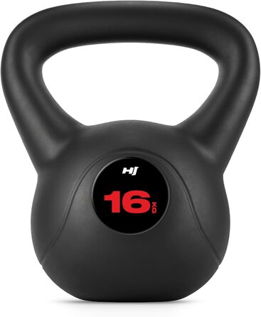 Кетлбел Hop-Sport 16 кг, пластиковий, для домашніх тренувань, ергономічні ручки | Hop-Sport