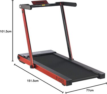 Бігова доріжка MAXXUS M8 електрична, 2 к.с., 12 км/год, складна, 125x45 см, Bluetooth, LCD, керування через додаток, ролики, тримач для планшета, червона/срібляста/бронзова — фітнес-тренажер для дому та офісу
