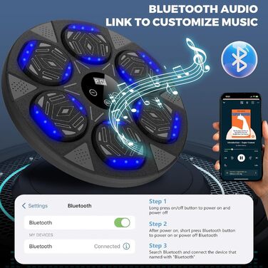 Музичний бокс-машина LeuKoles з Bluetooth, LED-підсвіткою, для боксу зі стінним монтажем, 7 режимів, з боксерськими рукавичками, електронна