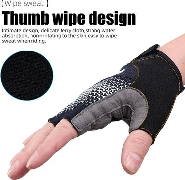Велосипедні рукавички без пальців, з підкладкою, для гірського велосипеда, антиковзаючі, дихаючі, чорні, для чоловіків та жінок, розмір S
