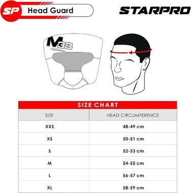 Захисний шолом Starpro M33 для боксу, кікбоксингу, MMA, Муай Тай, Крав Мага, чоловічий та жіночий, з маскою для обличчя, 180° огляд, XS, чорний, з поглинанням поту