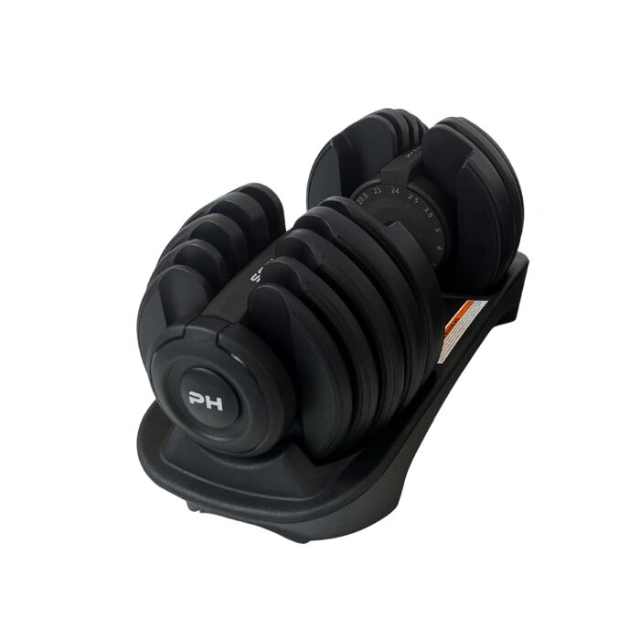 Регульована штанга 24 кг – окрема – 15-в-1, обертання однією рукою – 2,5–24 кг – компактна, економна штанга для домашнього спортзалу та силових тренувань (чорна)