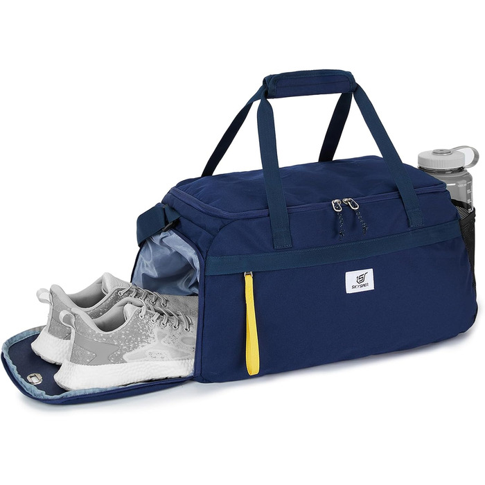 Спортивна сумка SKYSPER 35L з відділенням для взуття та мокрих речей - для фітнесу, спорту, подорожей (Блакитна)