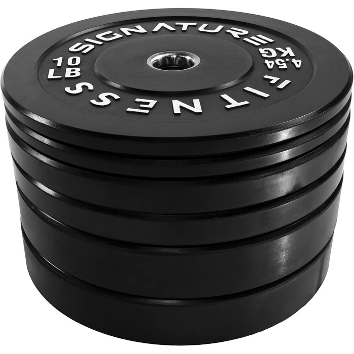 Олімпійські диски Signature Fitness 5,1 см із сталевою втулкою, набір 72,6 кг (2×10/25/20,4 кг), чорні