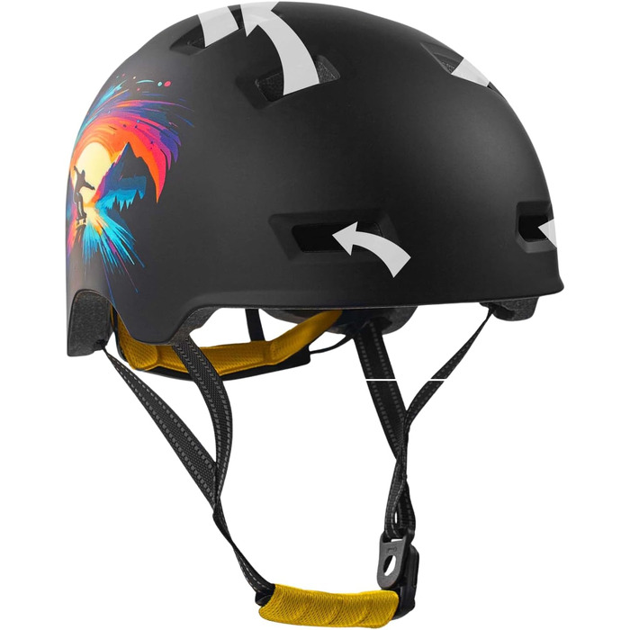 Шолом Crazy Safety Rampage Orange Schlange для велосипеда, скейтборду, роликів і BMX, для чоловіків, жінок і дітей, розмір M (54-57 см), регульований захисний шолом для скейтерів і велосипедистів