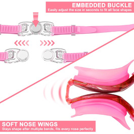 Окуляри для плавання дорослі та дитячі - антизапарник, HD лінзи, захист від УФ, водонепроникне ущільнення для тренувань, пляжу/басейну - зручна посадка, унісекс. Окуляри для плавання чоловічі та жіночі (2600-PINK)