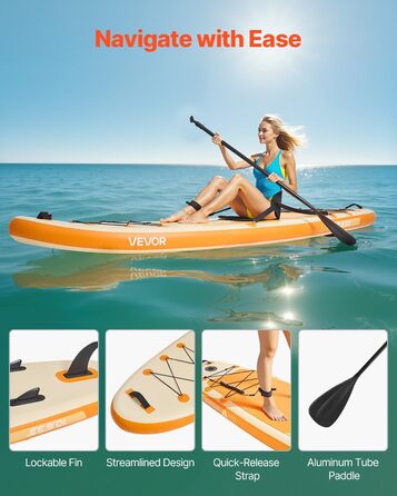 Надувний SUP VEVOR Stand Up Paddle Board (323/335см) з аксесуарами: насос, весло, рюкзак, ремнабір, кишенька для телефону. Підходить для дорослих та дітей.