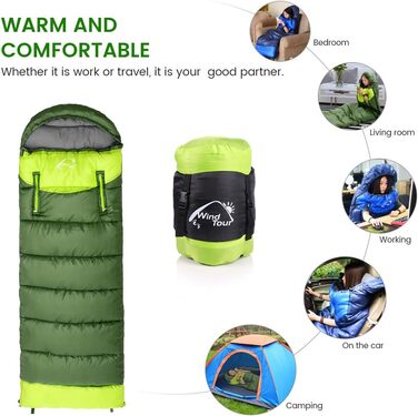 Сплячий мішок-одеяло, трансформований, -10°C до 20°C, дихаючий, з'єдний, ультралегкий для відпочинку, кемпінгу, походів, альпінізму (ліва блискавка, армійський зелений)