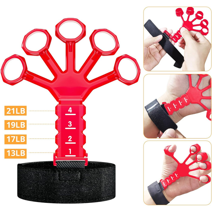 Набір тренажерів для рук ALMAH (5 шт.): для пальців, зап'ястя, збільшення сили хвата. Тренажер пальців, Fingerstrecker, Stressabbau-Griffkugel.