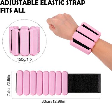 Набір вантажів для зап'ястя та рук Zorplex 2 шт. (по 0.45 кг) – для фітнесу, йоги, пілатесу, танців, кардіо та аеробіки