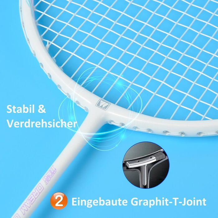 Набір для бадмінтону WHiZZ Carbon: ракетка графітова, воланчики, намотка, сумка (фіолетовий)