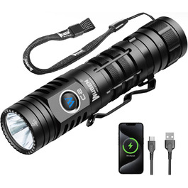 Ліхтарик WUBEN C2 LED: 2000 люмен, USB зарядка, тактичний, водонепроникний IP68, 4800mAh, 7 режимів, 6500K