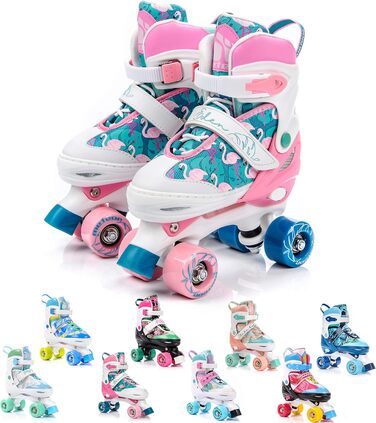Роликові ковзани Meteor Retro - стильні ролики 80-х для дітей та підлітків. Quad skate, 5 кольорів, регульований розмір (L 39-42, Eden)