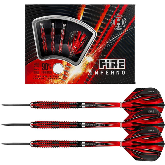 Дротики Harrows Fire Inferno 90% вольфраму 21 г, сталевий наконечник