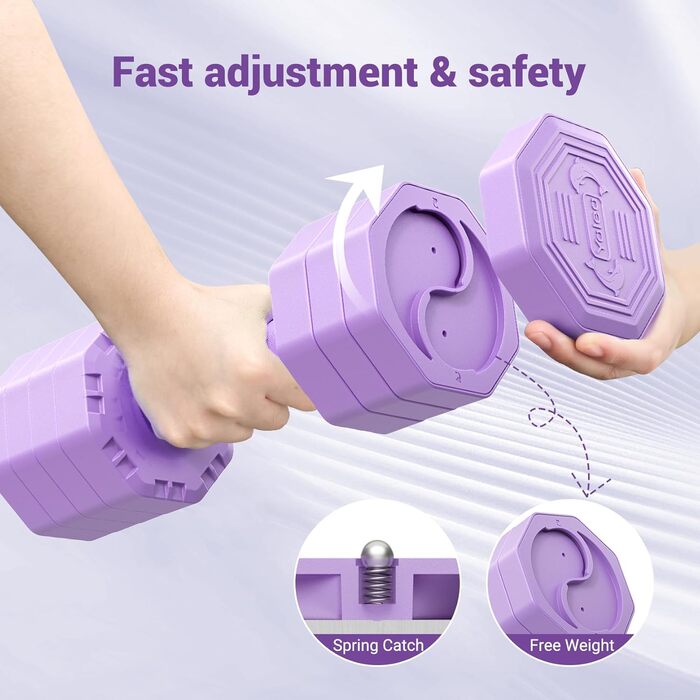 Дірекс стійка для штанги з 3/5 рівнями, для гантелей, гир, штанги, до 500 кг, регульована (з набором гантелей 10 кг, фіолетовий)