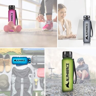 Спортивна пляшка Alphapace 1000 мл, без BPA, з фільтром для фруктів, чорна – для спорту, вело та відпочинку