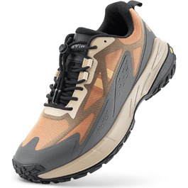 Черевики для трекінгу FitVille з широкою колодкою для чоловіків, Slip-On, Outdoor, з захистом стопи, дихаючі, для трейлу, з гнучкою застібкою, розмір 40-50, 44 EU, широка колодка, сірий колір