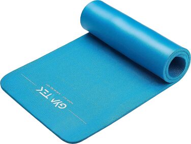 Гімнастичний килимок Gymtek 180x61 см, NBR 1,5 см, для йоги, фітнесу, пілатесу, з ременем, синій