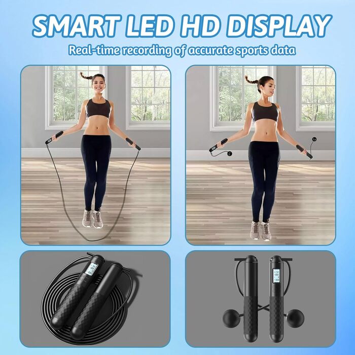 Скакалка TOGETDREAM з лічильником, регульований, з підшипниками та неслизькими ручками. Ідеально для фітнесу, боксу, чоловіків, жінок та дітей.