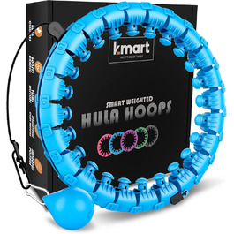 Розумний фітнес-хулахуп K-MART з 24 знімними сегментами для дорослих, масажний обруч із вантажем, 360° обертання, для схуднення, гімнастики, рожево-блакитний
