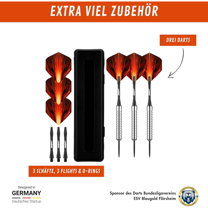 Набір дротиків сталеві Brass 23g з аксесуарами (червоні) - 3 шт.