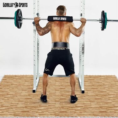 Набір захисних пазл-килимків для підлоги GORILLA SPORTS (16 шт), 60x60x1.2 см, EVA піна, під дерево, 5.76 м² — килимок для фітнесу та тренувань