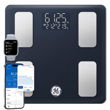 Ваги для тіла Bluetooth Smart: аналізатор жиру, BMI, великий дисплей, точність до 180 кг, чорні