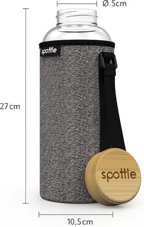 Скляна пляшка Spottle 1,5 л - для води та газованих напоїв, чорна, 1500 мл