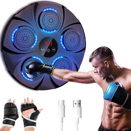 Музичний боксерський тренажер Semai з Bluetooth, 9 режимів, LED підсвічування, рукавички в комплекті