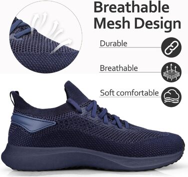Чоловічі кросівки для бігу та занять спортом: легкі, дихаючі, модель Slip-on, колір - темно-синій, розмір 42 EU