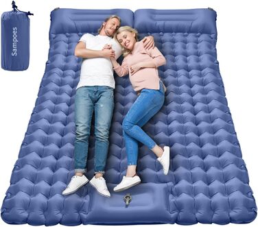 Надувний килимок для кемпінгу Isomatte, 10 см, двоспальний, з насосом, для туризму та відпочинку на природі (Marine Blau)