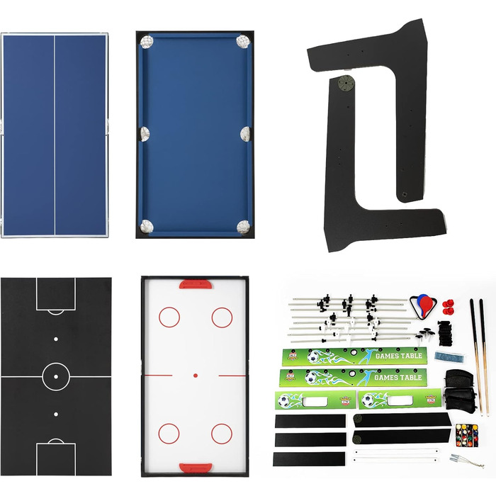 Складаний ігровий стіл 4 в 1: більярд, кікер, хокей на повітрі, тенісний стіл