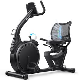 Велотренажер MERACH Liegeergometer для дому з 8 рівнями регулювання опору, легкий, з Bluetooth, LCD-дисплеєм та датчиками серцевого ритму, чорний