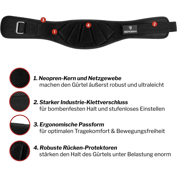 Пояс для важкої атлетики Biomorph Breathtaking Black M (90 см) для пауерліфтингу, бодібілдингу, кросфіту – унісекс