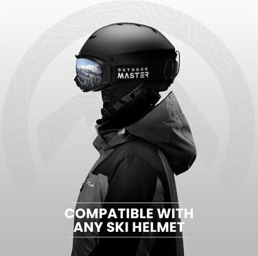 OutdoorMaster Скі-маска унісекс OTG для жінок та чоловіків, сноуборд маска, скі-окуляри з 100% UV-захистом, для носіїв окулярів, антитуманна, чорний каркас