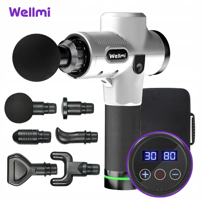 Перкусійний масажер Wellmi MG03PRO Silver Fascia — ручний масажер для спини та м'язів