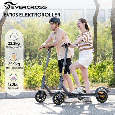 Електросамокат EVERCROSS EV10S MAX для доріг, 500W, 15.6Ah, 80-150 км, 20 км/год, складаний, додаток, 10'' вакуумні шини з гелем